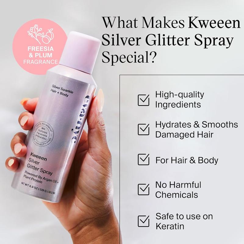 [BLACK FRIDAY SALE 51%] Eva NYC Kweeen Silver Glitter Spray for Hair and Body Makeup Shimmer