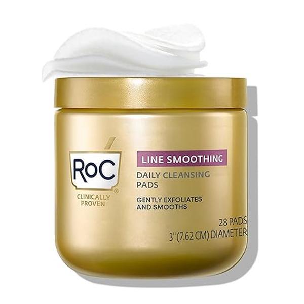 RoC Resurfacing Disks, Hypoallergenic Exfoliating Makeup Remover Pads for Wrinkles and Skin Tone, Hypo-Allegenic Skin Care, Oil-Free Daily Cleanser, 28 Count (Packaging May Vary)