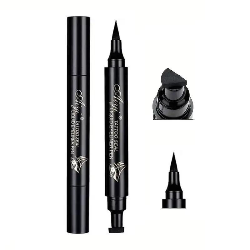 Summer Double-ended Eyeliner with Seal, Waterproof Long Lasting Eyeliner Pen, Professional Daily Makeup Accessories, Cosmetic Gift, Eyeliner Stamp, Eye Cosmetic for Music Festival Makeup, Summer Gift