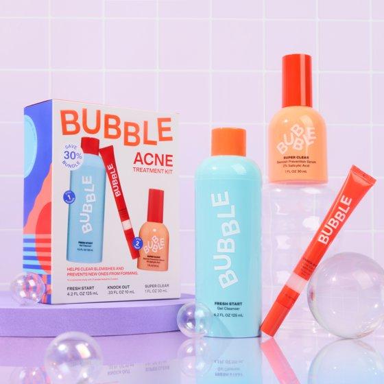 Bubble Skincare Acne Kit, All Skin Types, 3 Items Included