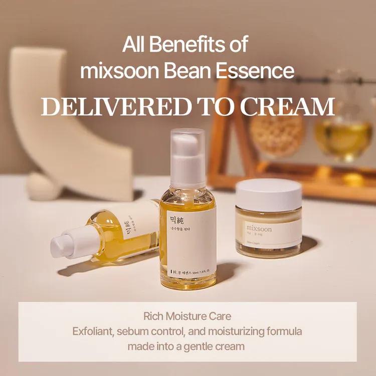 [mixsoon Official Shop] Bean Cream (1.69 Fl. Oz, 50ml) | Vegansnail Moisturizer Face Cream for Intense Moisture, Glow Skin, Hydrating & Soothing