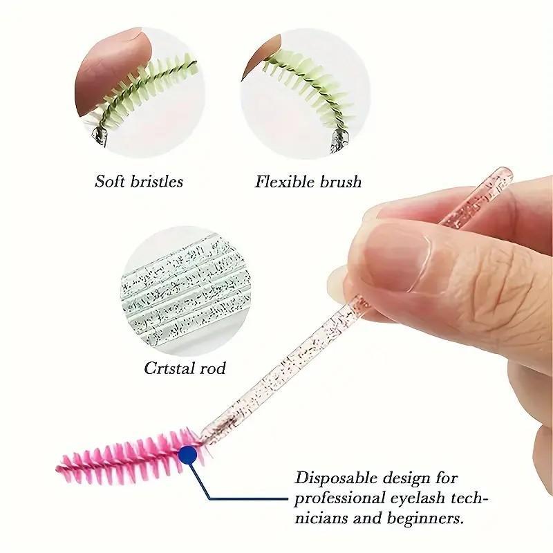 Disposable Eyelash Brush, 20pcs set Crystal Handle Eyelash Spoolie Brush, Portable Eyelash Brush, Professional Makeup Tools for Women, Christmas Gift