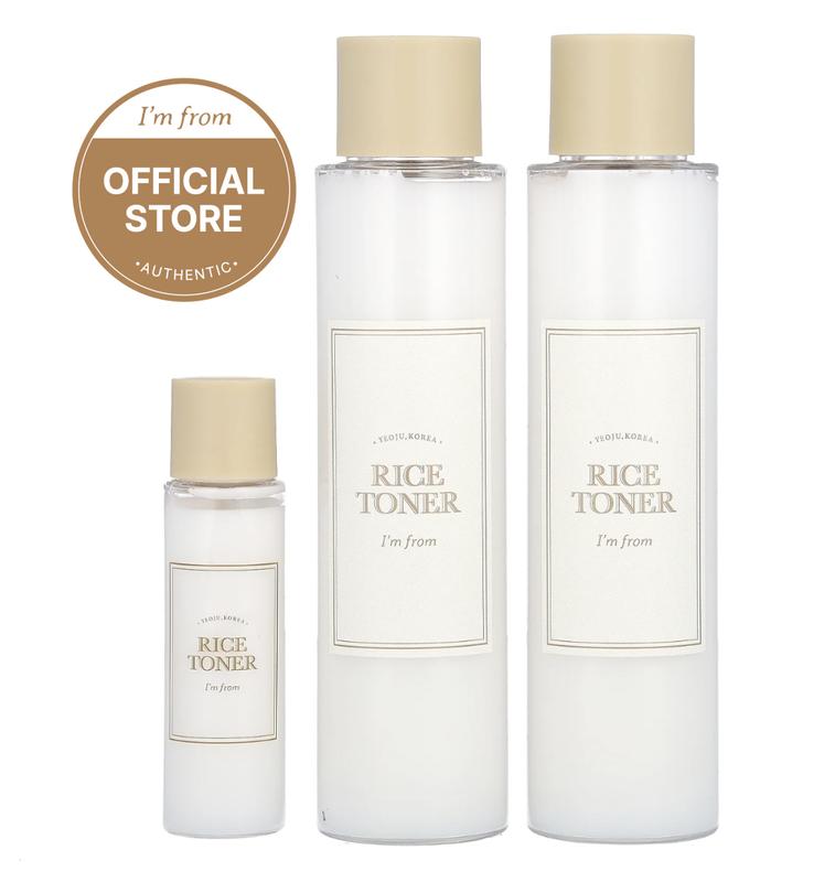 [I'M FROM OFFICIAL SHOP] Rice Toner 2+1 Set, 77.78% Rice Extract from Korea, Glow Essence, Hydrating for Dry Skin, Vegan, Alcohol Free, Fragrance Free, Peta Approved, K Beauty Toner Moisture Skincare Skin Repair Comfort Hydrate Moisturizer Moisturizing