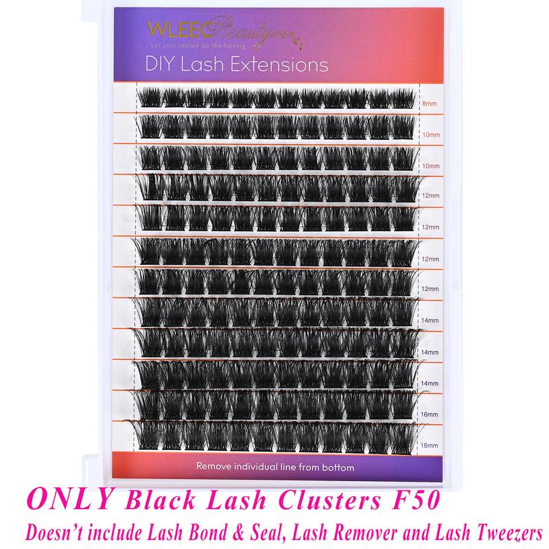 Wleec Beauty Lash Extension Kit, 280PCS D Curl Lash Clusters Kit with Lash Bond and Seal, Lash Remover, Lash Tweezers, Mix 8-16mm Brown Lash Clusters Wispy, Individual Lashes D Curl Cluster Eyelash Extension Makeup for DIY Lash Extension Kit at Home