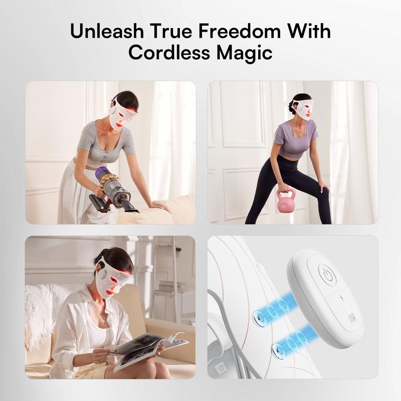 [Cyber Monday Exclusive] INIA GLOW Wireless LED Face Mask, 2-Year Warranty, Free Shipping, Portable and Rechargeable for LED Facial Mask Skincare at Home and Travel, The Ultimate Gift Choice for the Season