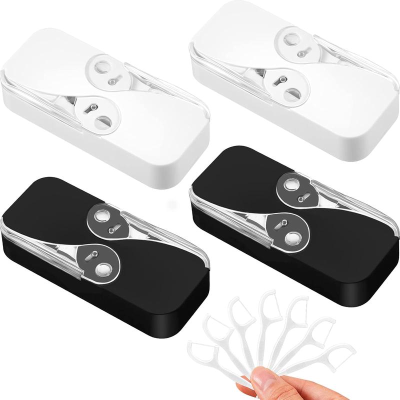 4 count Floss Pick Holder Floss Dispenser Portable Floss Dispenser Travel Floss Picks Case  Floss Holder Floss Storage Box for Adults  Picks Holder Suitable for Tourism and Business Trips