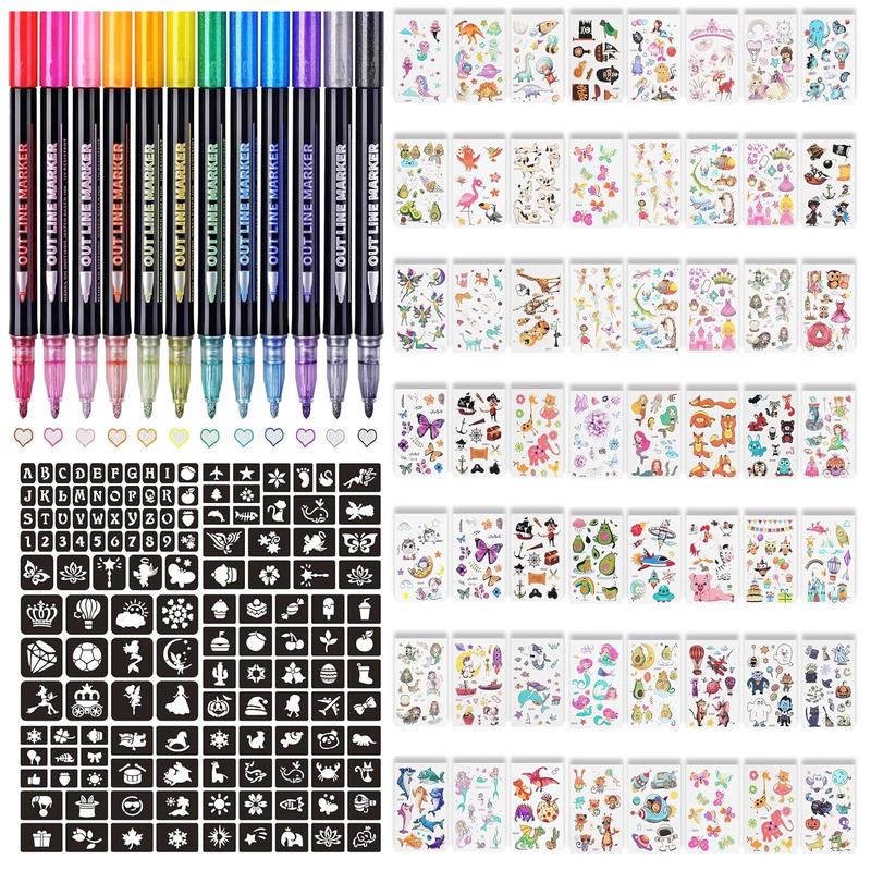 Glitter Tattoos for kids, Temporary Glitter Tattoo Markers for Skin, Glitter tattoo kit, Temporary Tattoos, face glitter, party bag fillers, girls