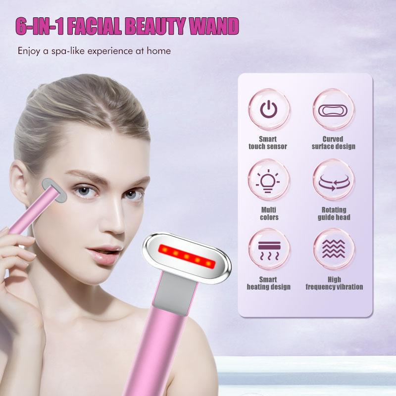 Facial Beauty Wand, 1 Box 7 Colors LED Facial Massager for Around Eyes, Face and Neck, Skin Care Tool for Home Use, Gift for Women