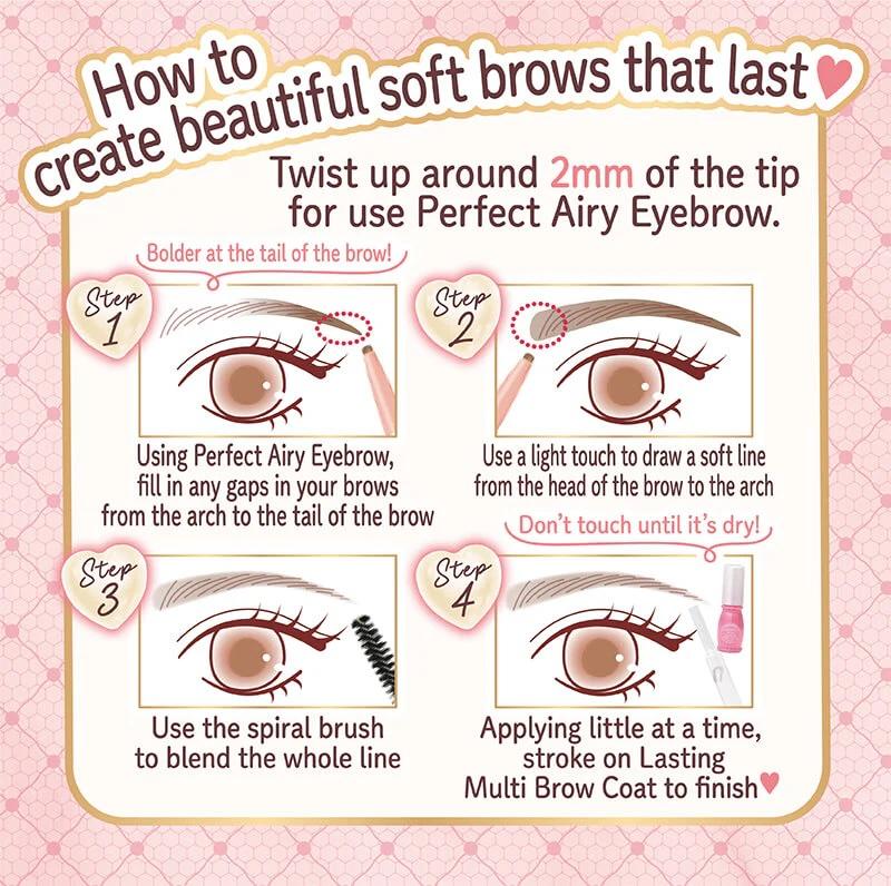 CANMAKE Perfect Airy Eyebrow Waterproof IN 5 COLORS Makeup Cosmetic