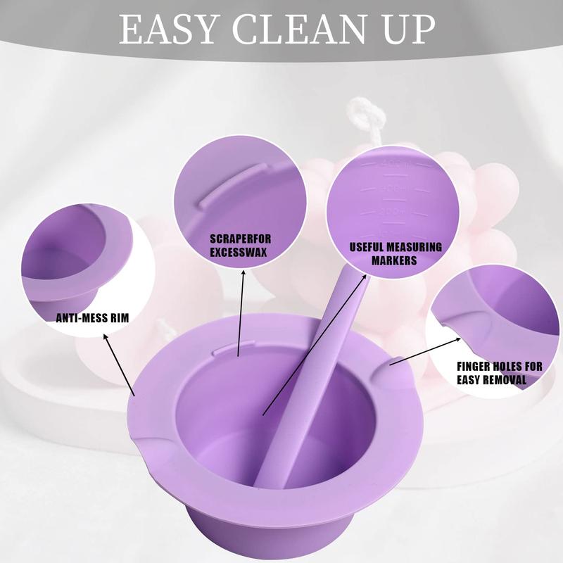 Easy Cleaning Hair Removal Tool Set, 4 Counts set Hair Removal Wax Beads & Silicone Bowl & Stick, Beauty & Personal Care Product