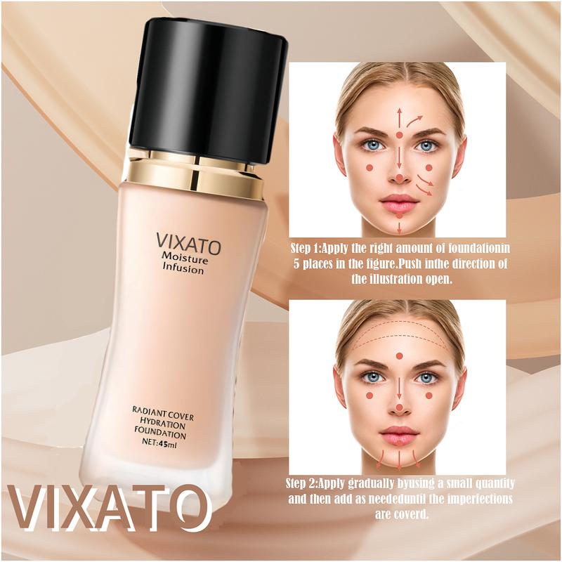 Vixato Liquid Foundation Flawless Light Liquid Foundation, Light Makeup, Medium Coverage, Improves Uneven Skin Tone, Highly Moisturizing Foundation