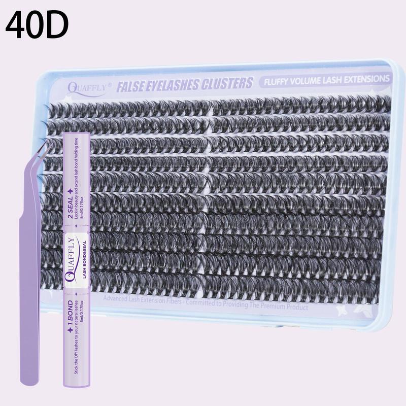 Eyelash Extensions Kit, 1 Set Individual Lash Clusters with Eyelash Bond & Seal & Tweezers, Self Grafting Eye Makeup Enhancement False Eyelashes, Fall Gift, Mini Makeup