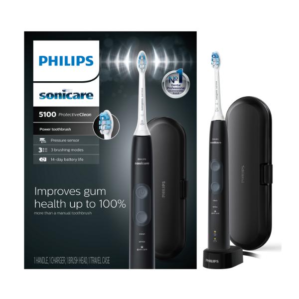 Philips Sonicare ProtectiveClean 5100 Gum Health, Rechargeable Electric Toothbrush Black Oral Cleansing