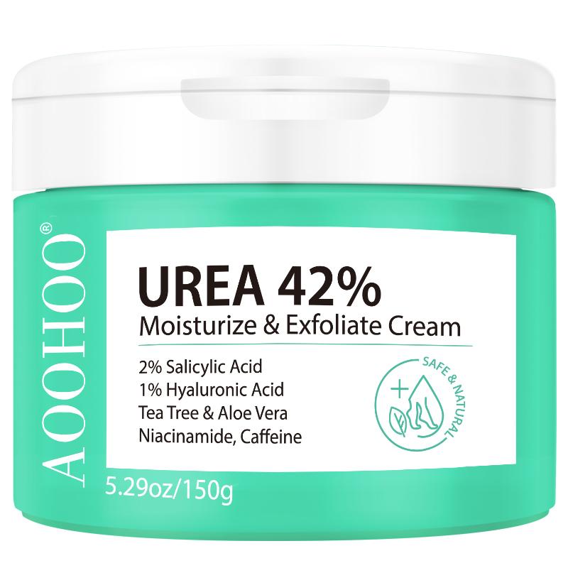 42% Urea AOOHOO Cream Moisturize & Exfoliate Cream 5.29 0z(150g) Foot&Hand Cream for Dry Cracked Heels, Feet, Knees, Elbows, Hands, Corn&Dead Skin&Cuticle Callus Remover, Toenail Softener, Keratolytic Skin Barrier Repair Cream,Calloused Feet&Athletes Foot