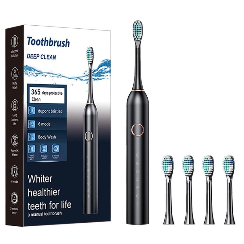 Portable Electric Toothbrush, 1 Set Electric Toothbrush with 6 Cleaning Modes & Time Reminder, Oral Care Product for Adults