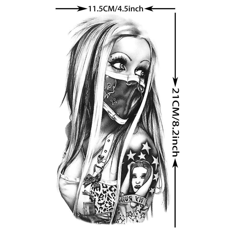 8pcs Cartoon Scary Girls Pattern Temporary Tattoo, Waterproof Realistic Tattoo Sticker for Festival Party Vacation