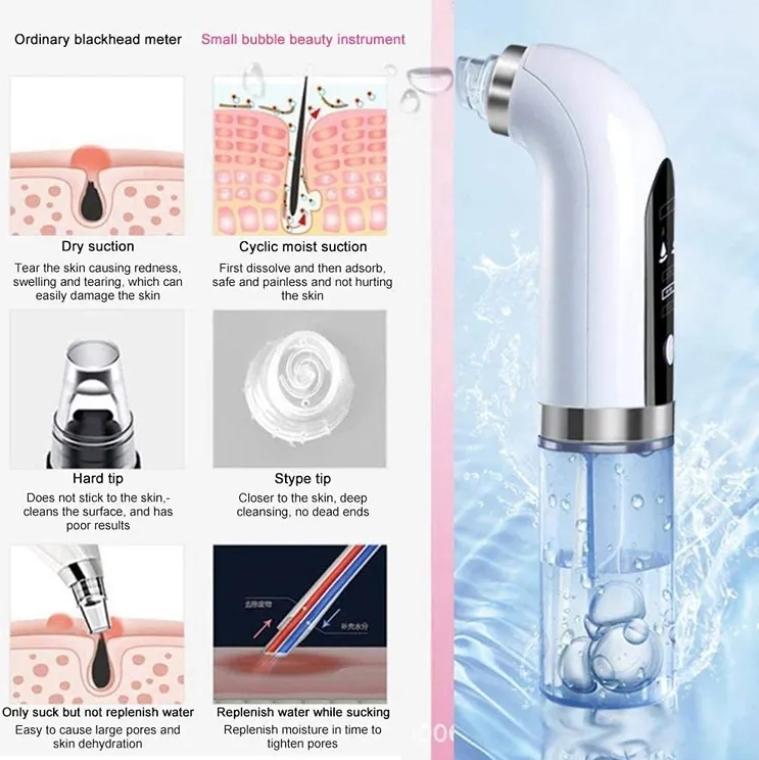 5 in 1 Electric Facial Pore Cleaner Tool Set Upgraded Strong Suction Man Woman Blackhead Vacuum Acne Remover