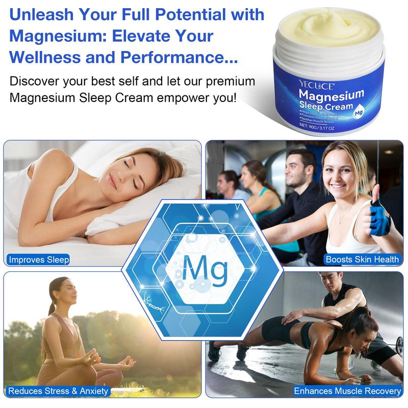 Magnesium Sleep Cream, Deep Moisturizing Sleep Cream, Gentle Formula Body Care Cream for Neck, Shoulders, Legs, Suitable for All Skin Types