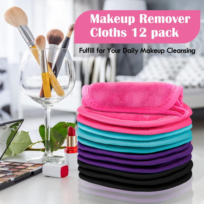 Makeup Remover Cloths 12-pack, reusable 5 x 5 inches Gentle cleansing of makeup