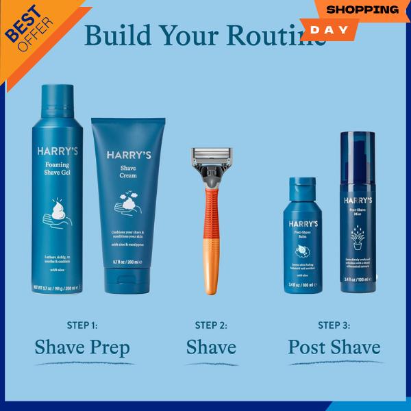 Harry's Razors for Men, 1 Handle (Sage) and 3 Razor Blade Refills with German Engineered 5-Blade Technology