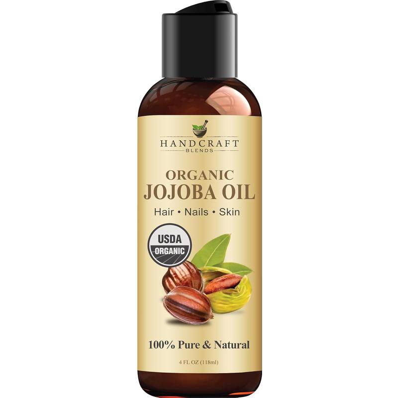 Handcraft Blends USDA Organic Jojoba Oil - 4 Fl Oz - 100% Pure and Natural - Premium Grade Oil for Skin and Hair - Anti-Aging Oil - Cold-Pressed and Hexane-Free Handcraft Blends Handcraft Blends Handcraft Blends Handcraft Blends