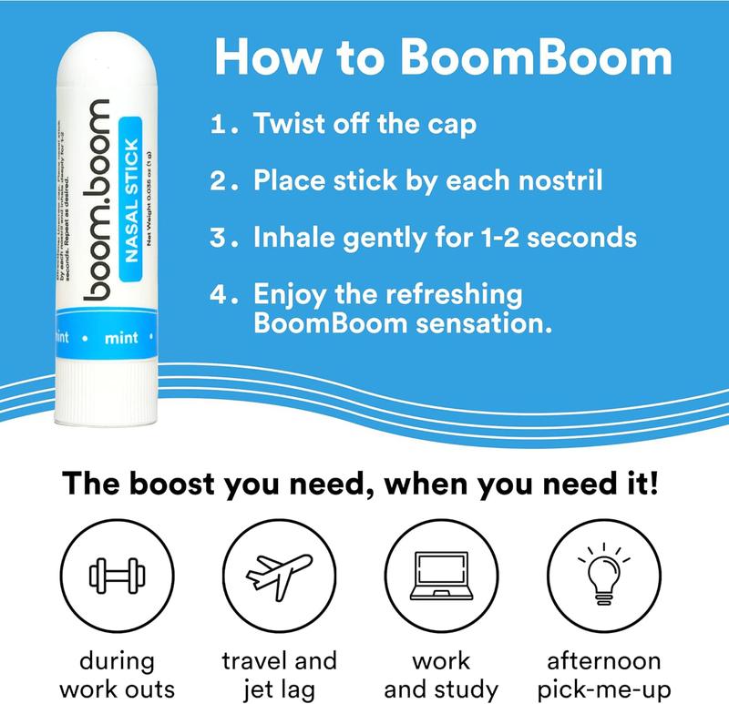 Nasal Stick inhalers (4 Pack) Boom Boom Powerful Essential Oil Vapors  Featured on Shark Tank  Breathe In Life Carrier & Essential Oils,for nic  sleep boomboom nasal