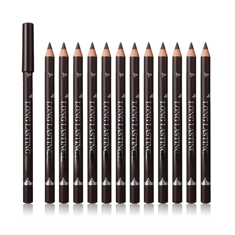 12 Pcs Dark Brown Eyebrow Pencil Eyeliner Makeup,Soft Textured,Easy to Color,Waterproof,Long Lasting Eyebrow Tint Pen for Fills in Sparse Areas and Gaps Create a Natural Eye Brow