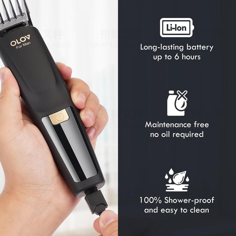 OLOV Beard Hair Trimmer for Men - All-in-One Mens Grooming Kit with Trimmer for Beard, Nose,face, Cordless Hair Clippers Electric Razor, Black Comfort