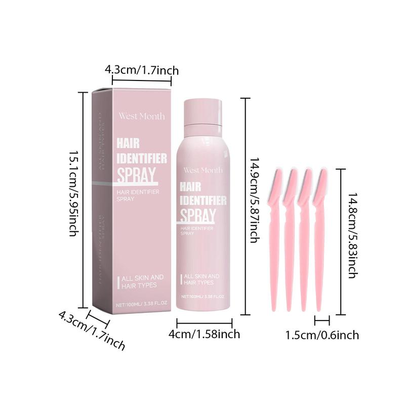 Hair Removal Spray & Eyebrow Trimmer Set, 3 Sets Gentle Hair Identifier Spray for Face, Beauty & Personal Care Product for Women