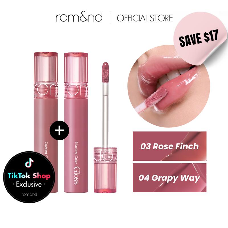 [rom&nd Official Shop] rom&nd GLASTING COLOR GLOSS DUO 03 Rose Finch + 04 Grappy Way