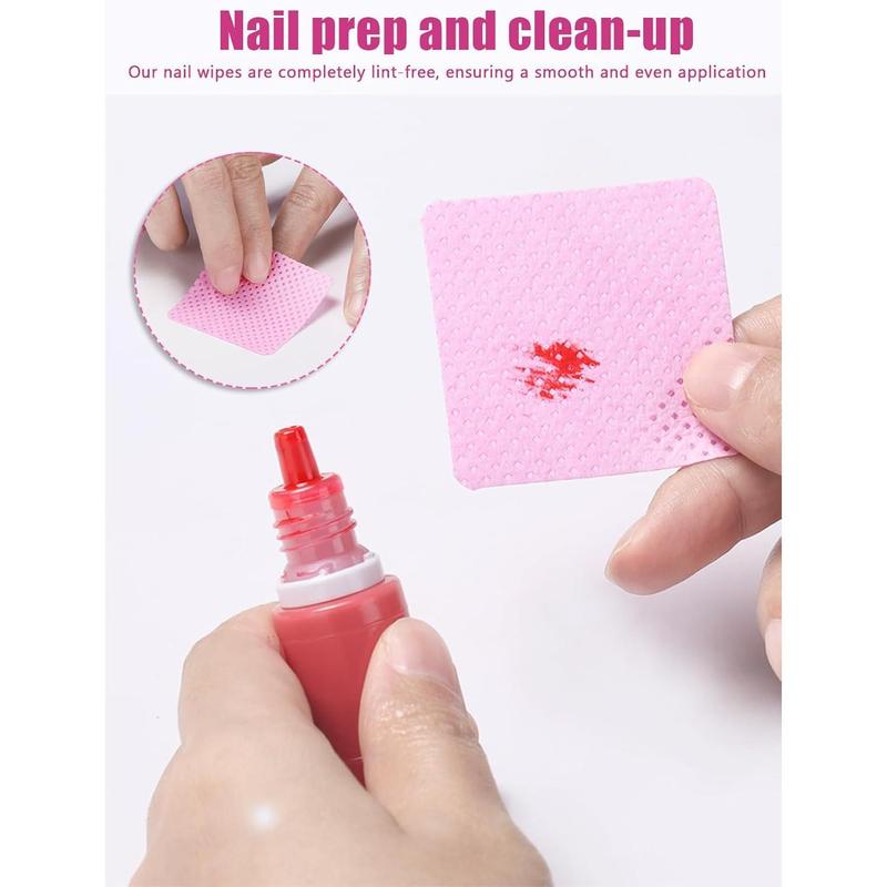 Lint Free Nail Wipes, 400 PCS Non-Woven Fabric Nail Cleaning Pads Pink Lash Extensions Glue Cleaning Wipes Nail Salon Supplies (400 PCS)