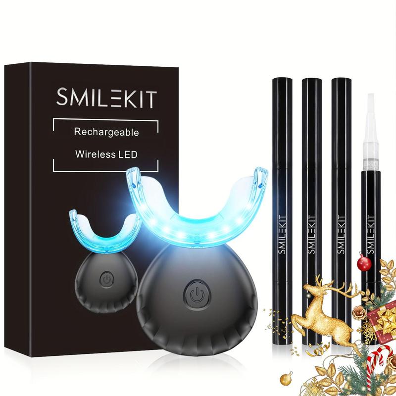 LED Blue Light Teeth Brightening Kit, 1 Set Including 4X Carbamide Peroxide Teeth Gel, Safety Enamel, Gum, Tooth Care Led Light, Dental Tools High-end Gift