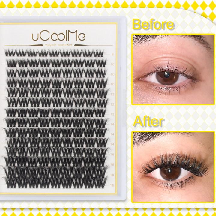 uCoolMe Ecolifelike Style 3D Fluffy Lashes Cluster Eyelash Extensions Wispy Eyelashes Volume Look With Long Lasting D Curl Cluster Lashes Makeup Beginner Friendly Easy Apply Waterproof Lashes For Girls