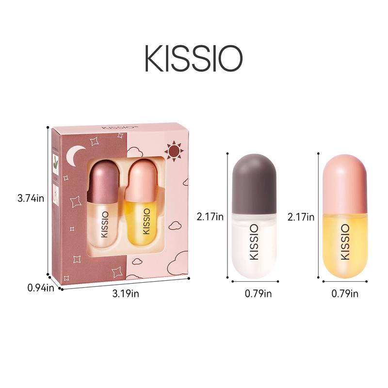 KISSIO Lip Plumper Set,Refer to reviews before purchasing,the effect varies from person to person. If you don't meet your expectations, please seek help from customer service. Very Small Package, Easy to Carry,Natural Lip Care,Day and Night use(2PCS)