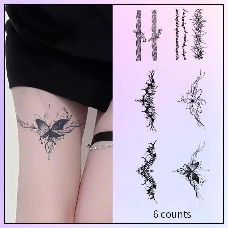 Fake Tattoo Sticker, 6 Counts set Long Lasting Fake Tattoo Sticker, Body Art Decoration For Women & Girls