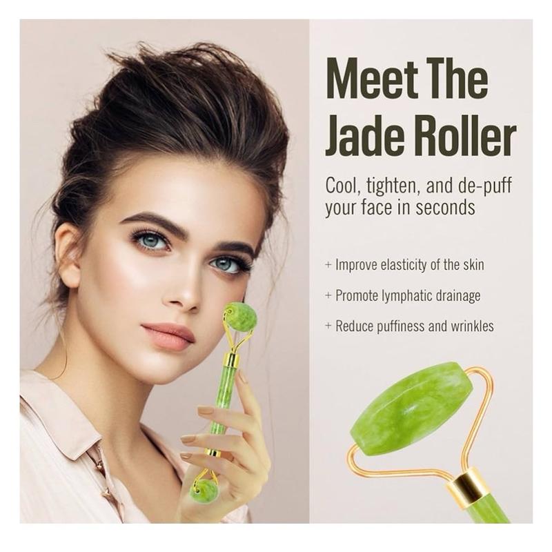 Jade Roller & Gua Sha Facial Tools for Anti-Aging and Skin-Care, Cooling, Slimming & Firming - Skincare, Comfort