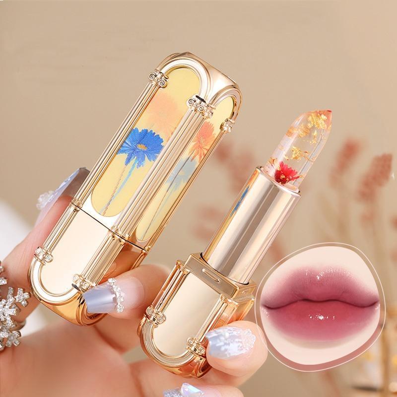 Flower Design Temperature Color Changing Lipstick, Thermochromic Lipstick, Moisturizing Long Lasting Tinted Lip Balm