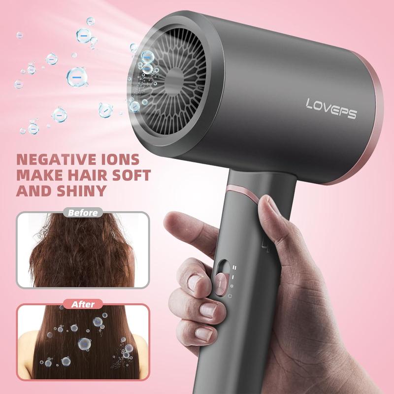 LOVEPS Hair Dryer with Diffuser, 1800W Ionic Travel Blow Dryer, Foldable Handle, Constant Temperature Hair Care Without Hair Damage Halloween, Christmas, Fall Gift, Winter Gift, Short Curly Hairstyles