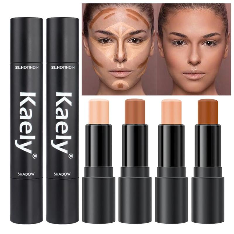 4 Color Highlighter Contour Stick,Cream Contour Palette Kit for Beginners,Bronzer Contouring Sticks,contorno maquillaje para mujer en oferta,Concealer Stick Primer Face Makeup Brightener,02+03