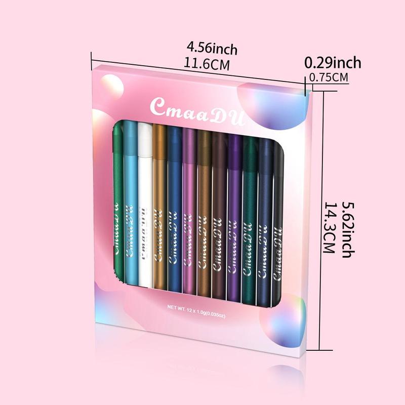 12 Colors Eyeshadow Eyeliner Pen, 12pcs set Long Lasting Eyeliner Pencil, Beauty & Personal Care Eye Makeup Tool for Women & Girls Gift