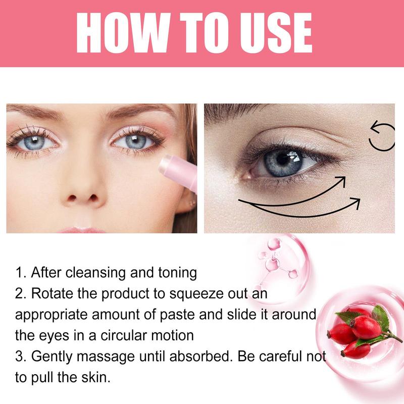 Rose Eye Cream Stick, 2 Counts set Moisturizing & Hydrating Eye Cream, Eye Care Product for Women & Men, Daily Skincare Product for Daily Use