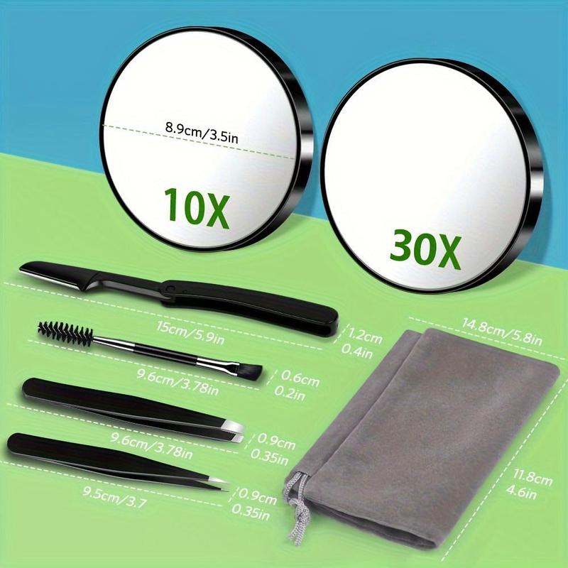 Magnifying Mirror & Eyebrow Tweezer Set, Magnified Makeup Mirrors with Tweezers, Daily Beauty Tool Kit