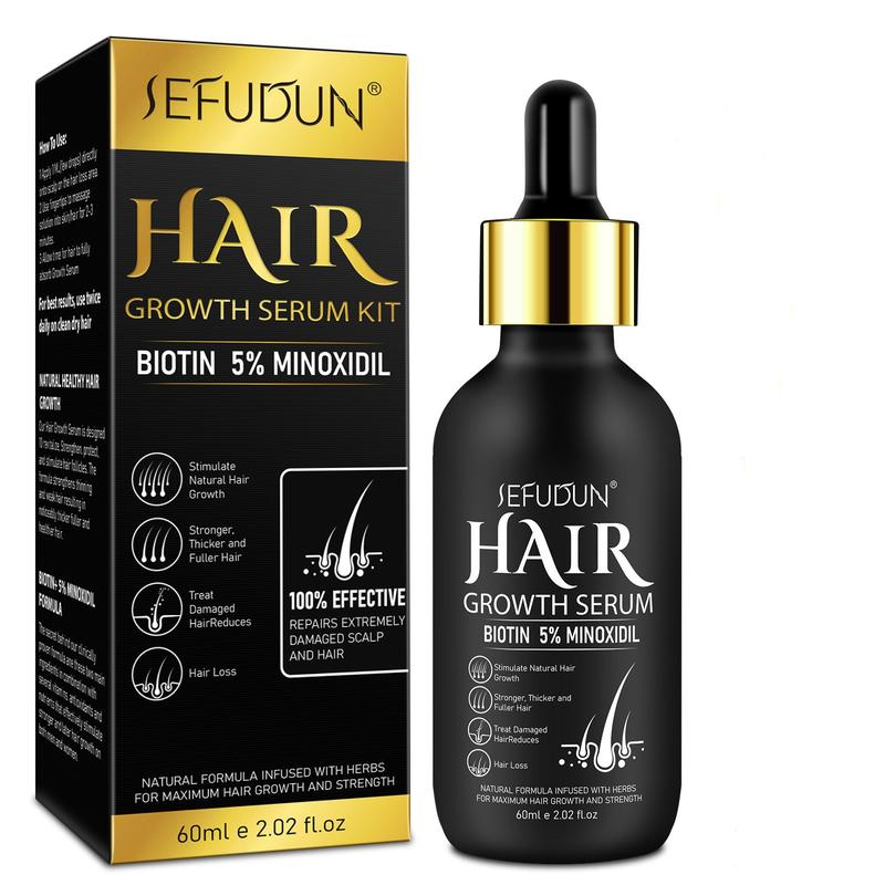 Sefudun 5%  Minoxidil Hair Serum(60ml), with Hair Roller Set,  Deals for You Days