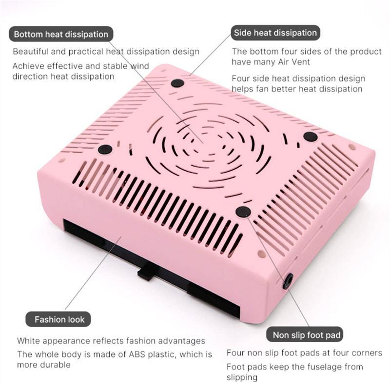 Nail Dust Cleaner, Low Noise Nail Dust Vacuum Collector with Detachable Filter, Manicure & Pedicure Tool for Home & Salon Use