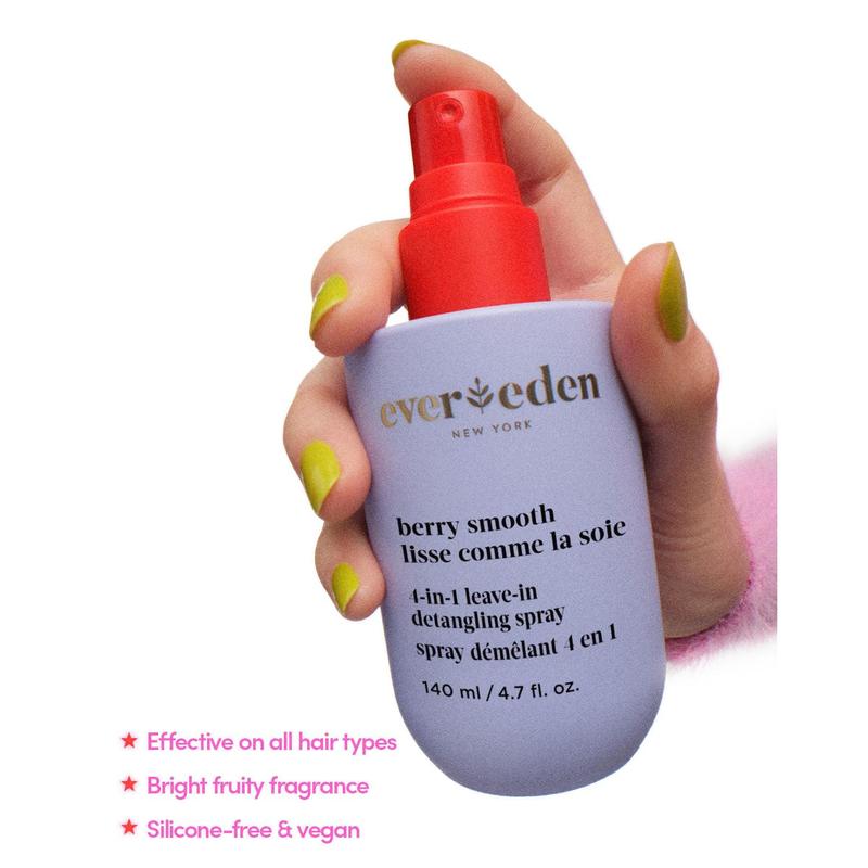 Evereden Gloss & Go Duo - Safe Ingredients for Glossy Hair & Lips - Berry Smooth Detangling Spray & Tinted Lip Oil - Detangles, Conditions, Adds Shine