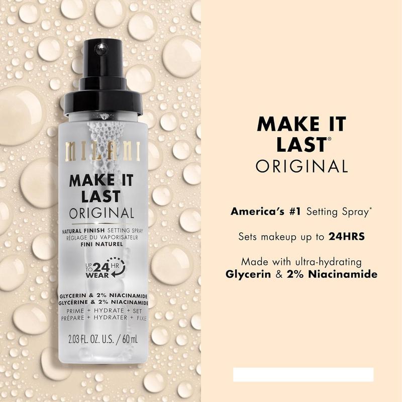 Milani Make It Last Original - Natural Finish Setting Spray 3-in-1 Setting Spray and Primer- Prime + Correct + Set Makeup Finishing Spray and Primer - Long Lasting Makeup Primer and Spray Cosmetic