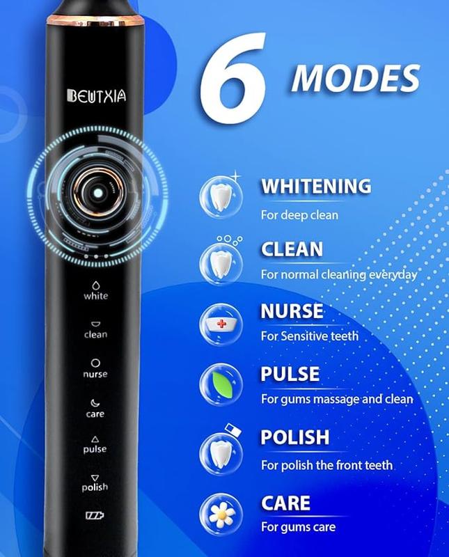 Adult Sonic Electric Toothbrush - Rechargeable Electric Toothbrush with 4 Brush Heads and Stand, Electric Toothbrush with Stand, Smart Toothbrush that Charges for 3 Hours and Can Be Used for 120 Days