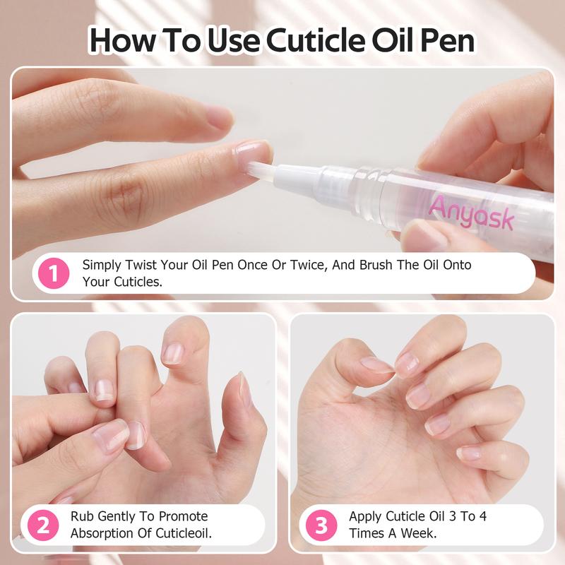 Anyask Nail Growth Oil Jojoba, Organic Cuticle Oil pens for Nourishes and Moisture, Nail Strengthener for Brittle Breaking Thin Nails, Nail Care