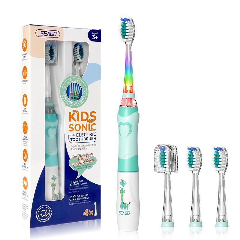 Electric Toothbrush for Kids, 1 Count Toothbrush Handle & 4 Counts Brush Heads, Waterproof  Intelligent Deep Cleaning Toothbrushes for Children