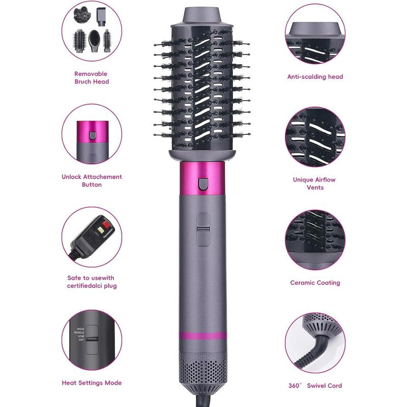 5 in 1 Hair Dryer Brush with Negative Ion Technology, Hot Air Brush Styler and Dryer